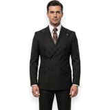 HERMOSE Sartorial | Onyx Siyah Terakota Çizgili Kruvaze Takım Elbise - 6 Drop - 50