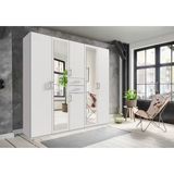 Hernest 6 Kapaklı 2 Aynalı 2 Çekmeceli Gardırop Beyaz Meşe Elbise Dolabı 225 x 58 x 207 cm