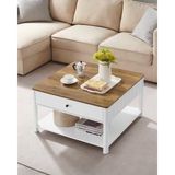 Hernest Çekmeceli Orta Sehpa Alt Raflı 80 x 80 x 45 cm - BEYAZ-AHŞAP