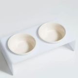 Herniks Pati Desenli Şeffaf Pleksi ve Seramik 30x15 cm Beyaz 2'li Mama Kabı