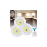 Hero 3’lü Kablosuz LED Spot Işık Seti – Uzaktan Kumandalı, Yapışkan Bantlı, Pilli, 3W COB LED, 150 Lümen, 2 Parlaklık Seviyesi, Zamanlayıcılı Dolap Tezgah Banyo Aydınlatmas