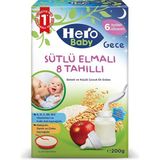 Hero Baby Gece Sütlü Elmalı 8 Tahıllı Kaşık Maması 200 gr (2 Adet)