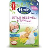 Hero Baby Gece Sütlü Rezeneli 8 Tahıllı Kaşık Maması 200 gr (5 Adet)