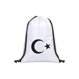 Hero Tasarım Ay Yıldız Türk Bayrağı - Ipli Spor Sırt Çantası - Günlük - Okul 35*45CM One Size | HR1032 - Beyaz - 20 L