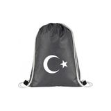 Hero Tasarım Ay Yıldız Türk Bayrağı - Ipli Spor Sırt Çantası - Günlük - Okul 35*45CM One Size | HR1032 - Gri - 20 L