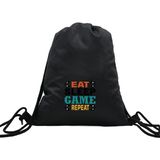 Hero Tasarım Hero tasarım Eat Sleep Game - Ipli Spor Sırt Çantası - Günlük - Okul 35*46CM One Size | INN1009 - 000-Siyah - Standart