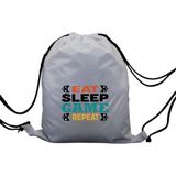 Hero Tasarım Hero tasarım Eat Sleep Game - Ipli Spor Sırt Çantası - Günlük - Okul 35*46CM One Size | INN1009 - Beyaz - Standart