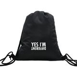Hero Tasarım Hero tasarım Yes I'm Different - Ipli Spor Sırt Çantası - Günlük - Okul 35*46CM One Size | INN1042 - 000-Siyah - Standart
