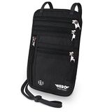Hero Travel Supply KAHRAMAN Boyun Cüzdanı - RFID Engelleme Pasaport Tutucu - Kolay Gizlenebilir Seyahat Kılıfı, Siyah, RFID Cüzdan