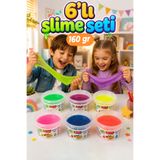 HEROES 170 Gr Slime Seti - 6 Renk Ele Yapışmayan Pofuduk Slaym Eğitici Oyun Jeli Hamuru