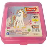 Heroes Beslenme Kutusu 4 Bölmeli Unicorn Açık Pembe Renk Kız Figürlü 1 Adet Yemek Saklama Kabı Beslenme Çantası