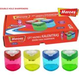 Heroes Hazneli Çift Bıçaklı Kalemtraş 2 Adet - -- - sarı-kırmızı-mavi-turuncu
