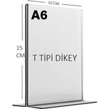 Heroglas (10 Adet) A6 T Tipi Dikey Masa Üstü Şeffaf Pleksi / Föylük-Fiyatlık-Menü-Broşürlük