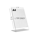 Heroglas A4 L Tipi Dikey Masa Üstü Şeffaf Pleksi / Föylük-Fiyatlık-Menü-Broşürlük