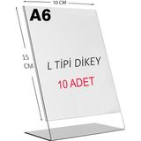 Heroglas(10 Adet) A6 L Tipi Dikey Masa Üstü Şeffaf Pleksi / Föylük-Fiyatlık-Menü-Broşürlük