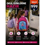 Heromoni Kız Çocuk Ilkokul Okul Çantası Deniz Kızı Desenli 3 Bölmeli Ortopedik Sırt Destekli 2 Suluklu Beslenme Çantalı