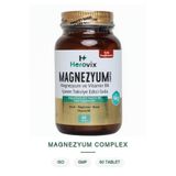 Herovix Magnezyum 3X Complex – Kas Fonksiyonu, Enerji (Malat, Sitrat, Bisglisinat), B6, 60 Tablet