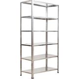 Herrafburada Galvanizraf 6 Katlı Galvaniz Çelik Raf 31X75X200 Metal Depo Arşiv Kiler Rafı - Gri