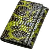 Herşey Fırsat Kadın Deri Yılan Desenli Cüzdan 19 cm x 10 cm - Acı Yeşil