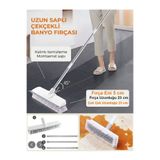 HerŞey Marketing ( 360 Derece ) Döner Başlıklı Sert Kıllı Zemin Fırçası Çekçekli Halı Fayans Banyo Temizleme Uzun Saplı