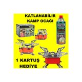 HerŞey Marketing Mini Kamp Soba Katlanır Açık Gaz Sobası Portatif Piknik Split Ocak Brülör + 1 Adet Gaz Hediyeli
