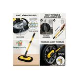 HerŞey Marketing Teleskopik Saplı Uzayan Egimli Dönebilen Mikrofiber Başlıklı Araç Yıkama Fırçası Mop Sarı Uzayıp Kısalan Sap 50 - 110 Cm Premium Şönil Araç Yıkama Mopu