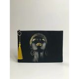 Herşey Nota Afrikalı Kadın Clutch Portföy Çanta - 000-Siyah