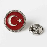 Herşey Nota Ay Yıldız Türk Bayrağı Yuvarlak gümüş Rozet 2x2 cm | Parlak Metal Yaka Rozeti