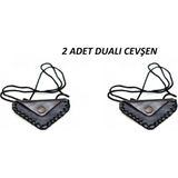 Herşey Nota Cevşen Dualı Üçgen Kolye Muska Hakiki Deri Çıtçıtlı 2 Adet - Gümüş - 60 cm