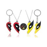 Herşey Nota Deadpool & Wolverine Best Friends Sevgili Çift Arkadaş Kolye ve Anahtarlık Seti - Gümüş - 60 cm