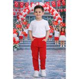 Herşey Nota Erkek Çocuk Kırmızı Pantolon – Okul ve Bayram Etkinlik 4-17 Yaş - 9 Yaş