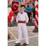 Herşey Nota Erkek Çocuk Kuşaklı Papyonlu Beyaz Gömlek Pantolon Takım Okul Bayram Etkinlik 5-13 Yaş - 12 Yaş - Çok Renkli