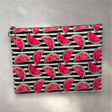 Herşey Nota Karpuz Dilimi Desenli Siyah Beyaz Çizgili Clutch Portföy Çanta - Çok Renkli