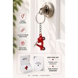 Herşey Nota Kırmızı Hareketli Tekerlekli Vespa Anahtarlık Unisex Metal Anahtarlık - Gümüş