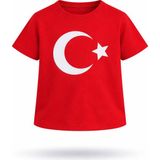Herşey Nota Kız Çocuk Ay Yıldız Desenli Kırmızı Tişört Okul Bayram Etkinlik 3-14 Yaş - 7 Yaş