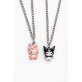 Herşey Nota Kuromi & My Melody İkili Çocuk Kolyesi En İyi Arkadaşlar Sevimli Takı Seti BFF Kız Çocuk Kolyesi