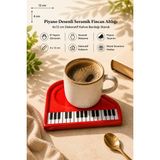 Herşey Nota Piyano Desenli Seramik Fincan Altlığı 4X12 cm Dekoratif Kahve Bardağı Standı - Renkli
