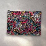 Herşey Nota Renkli Müzik Nota Desenli Clutch Portföy Çanta