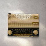 Herşey Nota Retro Radyo Dantel Detaylı Görünümlü Vintage Clutch Portföy Çanta - Çok Renkli