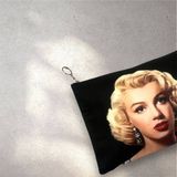 Herşey Nota Şarkıcı Model Marilyn Monroe Fotoğraflı Siyah Clutch Portföy Çanta