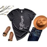 Herşey Nota Sol Anahtar Gitar Tshirt - Siyah - 2XL