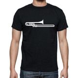 Herşey Nota Trombon Unisex Tshirt - L - Siyah
