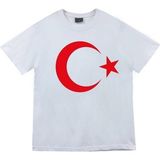 Herşey Nota Unisex Genç Yetişkin Bayrak Ay Yıldızlı ve Atatürklü 23 Nisan 29 Ekim 10 Kasım Gösteri T-Shirt - XS - Beyaz