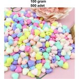 Herşey Trend Herşeytrend 100 gr (500 Adet) Şeker Rengi Akrilik Kalp Boncuklar Renkli Karışık Plastik Pastel Boncuklar Ara Boncuk Kalp Şekilli Kolye Bilezik Için