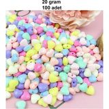 Herşey Trend Herşeytrend 20 gr (100 Adet) Şeker Rengi Akrilik Kalp Boncuklar Renkli Karışık Plastik Pastel Boncuklar Ara Boncuk Kalp Şekilli Kolye Bilezik Için