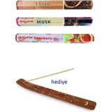 Herşey Trend Herşeytrend 3 Paket 20 Çubuklu Tütsü Musk - Clove - Strawberry - Kayık Hediyeli