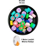 Herşey Trend Herşeytrend 30 Adet 10 mm Polimer Kil Fimo Boncuk Takı Bileklik + 1 Metre Lastikli Misina Hediye - Deniz Teması