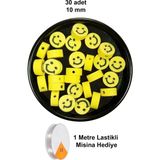 Herşey Trend Herşeytrend 30 Adet 10 mm Polimer Kil Fimo Boncuk Takı Bileklik + 1 Metre Lastikli Misina Hediye - Gülen Yüz Smile