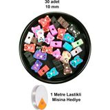Herşey Trend Herşeytrend 30 Adet 10 mm Polimer Kil Fimo Boncuk Takı Bileklik + 1 Metre Lastikli Misina Hediye - Renkli Ayıcık