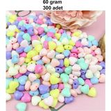 Herşey Trend Herşeytrend 60 gr (300 Adet) Şeker Rengi Akrilik Kalp Boncuklar Renkli Karışık Plastik Pastel Boncuklar Ara Boncuk Kalp Şekilli Kolye Bilezik Için